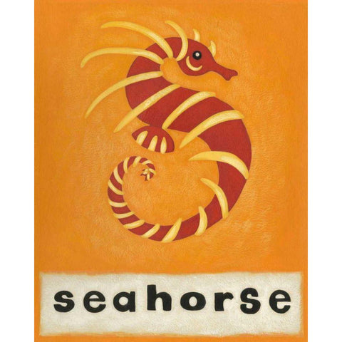 S is for Seahorse Black Modern Wood Framed Art Print with Double Matting by Zarris, Chariklia