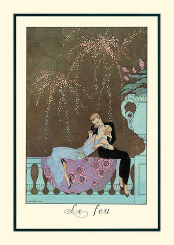 Le Feu White Modern Wood Framed Art Print with Double Matting by Barbier, George