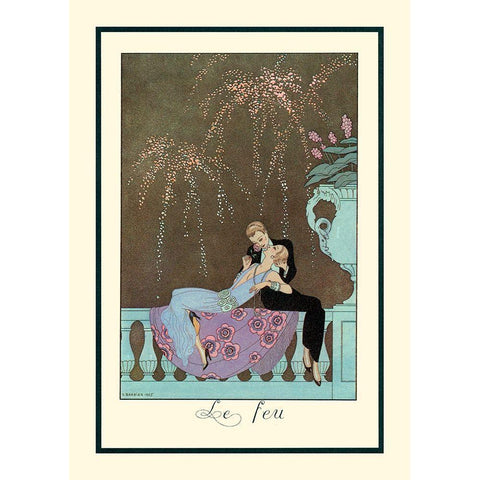 Le Feu White Modern Wood Framed Art Print by Barbier, George