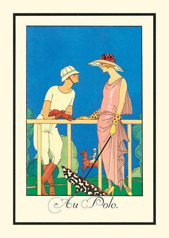 Au Polo White Modern Wood Framed Art Print with Double Matting by Barbier, George
