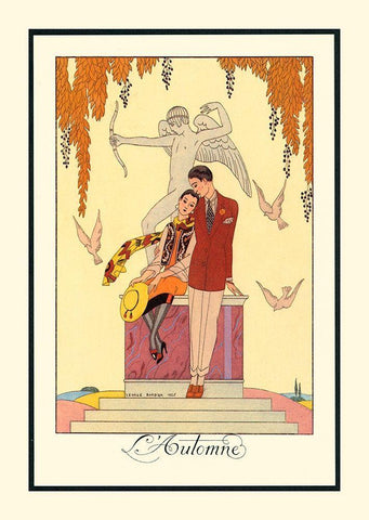 L Automne White Modern Wood Framed Art Print with Double Matting by Barbier, George