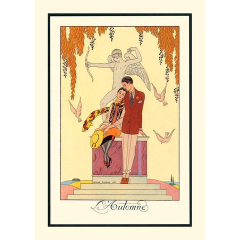 L Automne Black Modern Wood Framed Art Print by Barbier, George