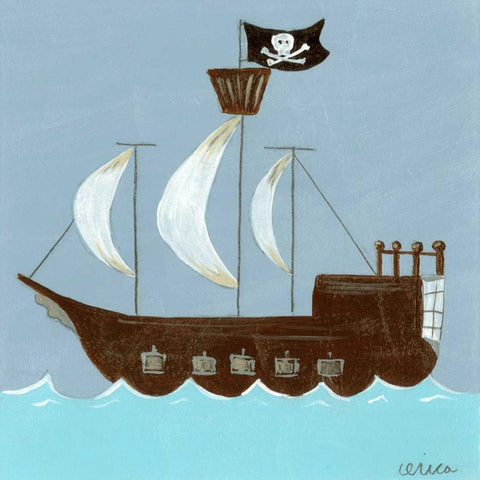 Ahoy! White Modern Wood Framed Art Print by Vess, June Erica