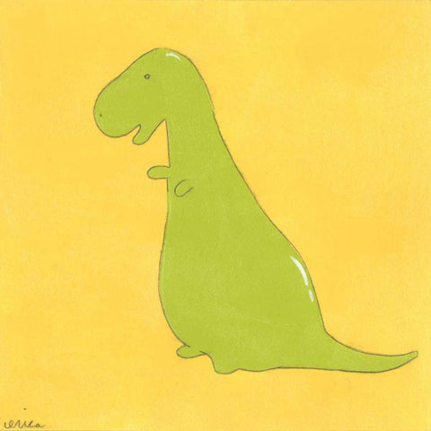 T-Rex White Modern Wood Framed Art Print with Double Matting by Vess, June Erica