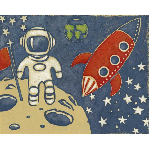 Space Explorer I White Modern Wood Framed Art Print by Zarris, Chariklia