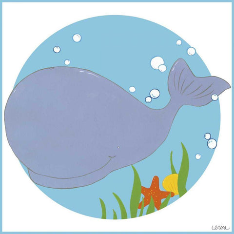 Wally the Whale White Modern Wood Framed Art Print by Vess, June Erica