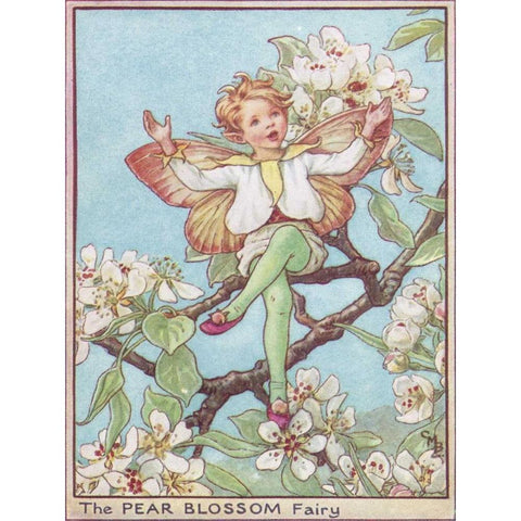 The Pear Blossom Fairy Gold Ornate Wood Framed Art Print with Double Matting by Vision Studio