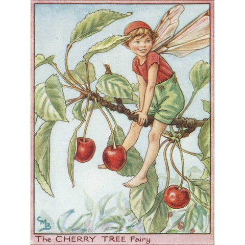 The Cherry Tree Fairy Gold Ornate Wood Framed Art Print with Double Matting by Vision Studio