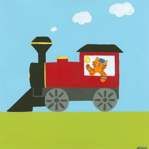 Circus Train I Black Modern Wood Framed Art Print by Vess, June Erica