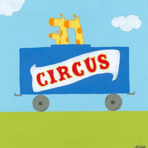 Circus Train II Black Modern Wood Framed Art Print with Double Matting by Vess, June Erica