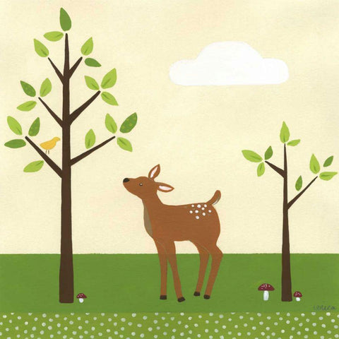 Woodland Friends II Black Modern Wood Framed Art Print by Vess, June Erica