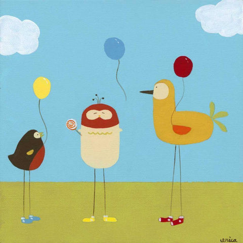 Sunny Day Birds II Black Modern Wood Framed Art Print by Vess, June Erica