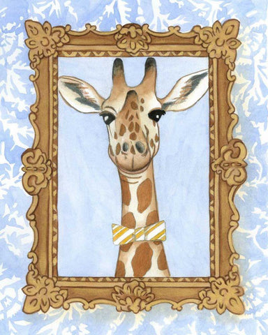 Teachers Pet - Giraffe White Modern Wood Framed Art Print with Double Matting by Zarris, Chariklia