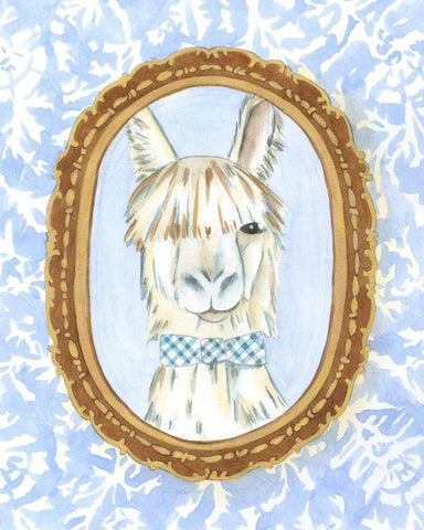 Teachers Pet - Llama Black Ornate Wood Framed Art Print with Double Matting by Zarris, Chariklia