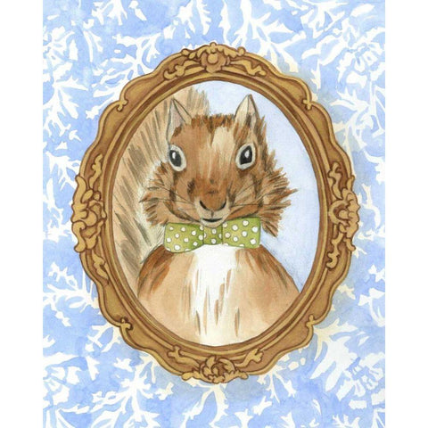 Teachers Pet - Squirrel White Modern Wood Framed Art Print by Zarris, Chariklia