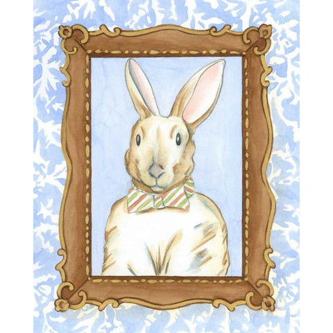 Teachers Pet - Rabbit White Modern Wood Framed Art Print by Zarris, Chariklia