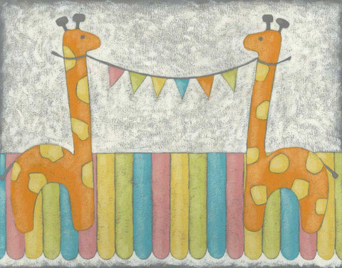 Carnival Giraffes White Modern Wood Framed Art Print with Double Matting by Zarris, Chariklia