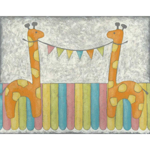 Carnival Giraffes White Modern Wood Framed Art Print by Zarris, Chariklia