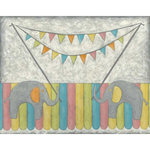 Carnival Elephants Black Modern Wood Framed Art Print with Double Matting by Zarris, Chariklia