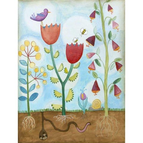 Whimsical Flower Garden I Black Modern Wood Framed Art Print with Double Matting by Meagher, Megan