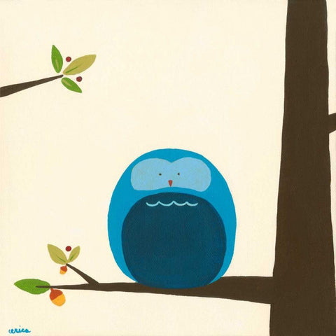 Orchard Owls I White Modern Wood Framed Art Print by Vess, June Erica