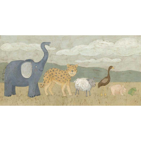 Animals All in a Row I Gold Ornate Wood Framed Art Print with Double Matting by Meagher, Megan