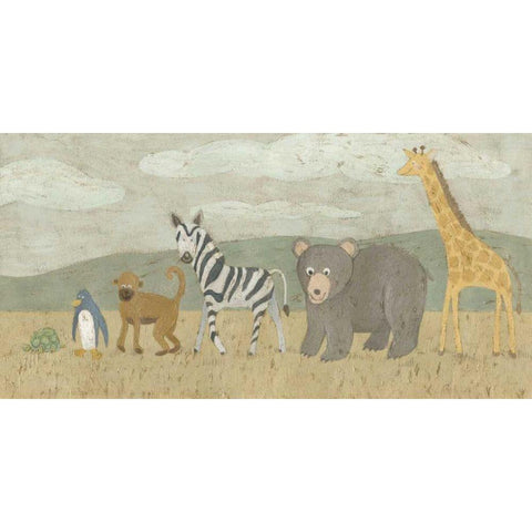 Animals All in a Row II White Modern Wood Framed Art Print by Meagher, Megan