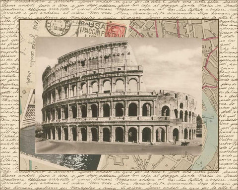 Colosseum White Modern Wood Framed Art Print with Double Matting by Vision Studio