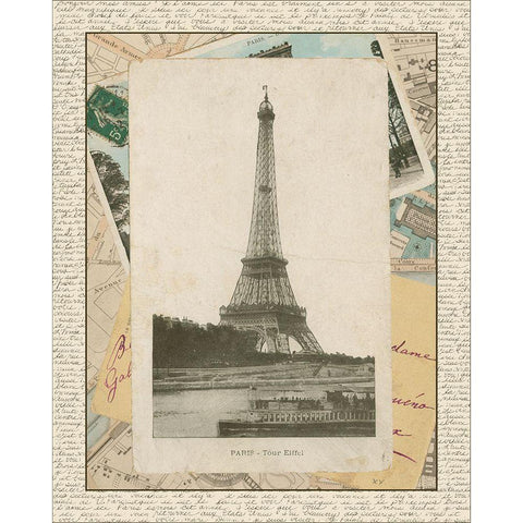 Eiffel Tower (NA) Gold Ornate Wood Framed Art Print with Double Matting by Vision Studio