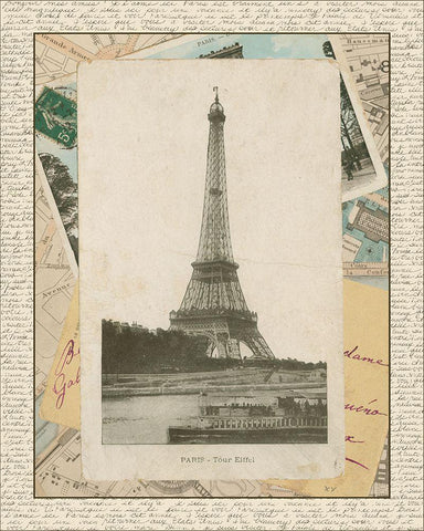 Eiffel Tower (NA) White Modern Wood Framed Art Print with Double Matting by Vision Studio