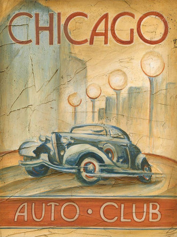 Chicago Auto Club White Modern Wood Framed Art Print with Double Matting by Harper, Ethan