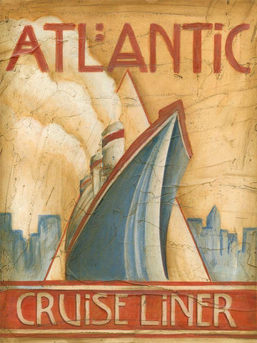 Atlantic Cruise Liner Black Ornate Wood Framed Art Print with Double Matting by Harper, Ethan