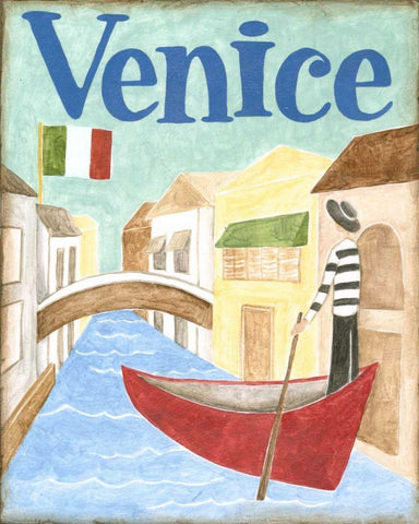 Venice White Modern Wood Framed Art Print with Double Matting by Meagher, Megan