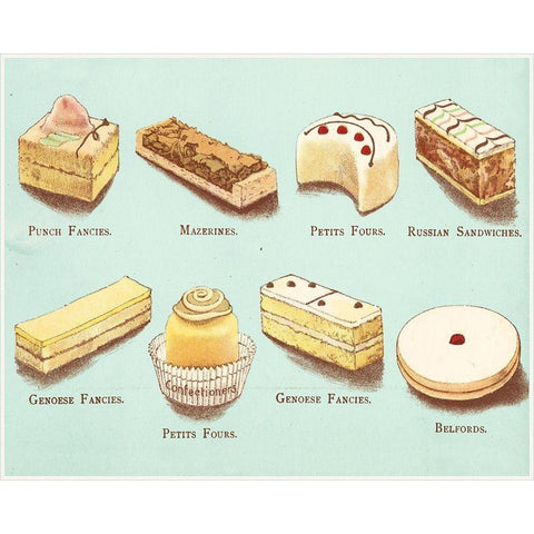 Fanciful Cakes and Tarts I White Modern Wood Framed Art Print by Vision Studio