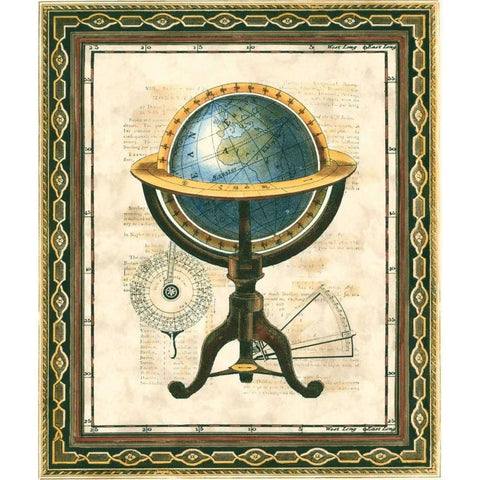 Traditional Globe I White Modern Wood Framed Art Print by Vision Studio