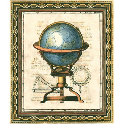 Traditional Globe II White Modern Wood Framed Art Print by Vision Studio