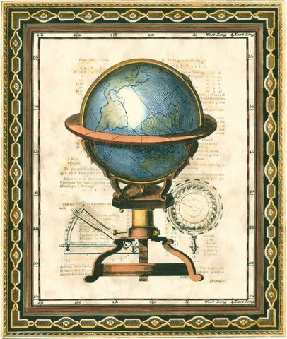 Traditional Globe II Black Ornate Wood Framed Art Print with Double Matting by Vision Studio