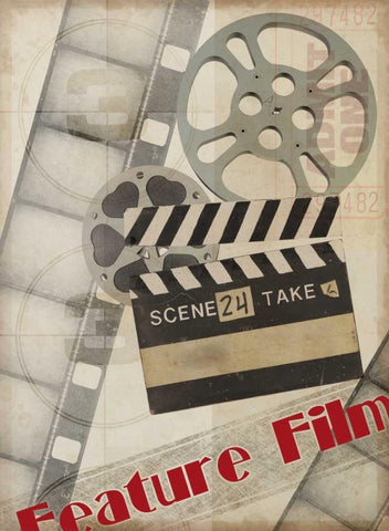 Small Feature Film White Modern Wood Framed Art Print with Double Matting by Vision Studio