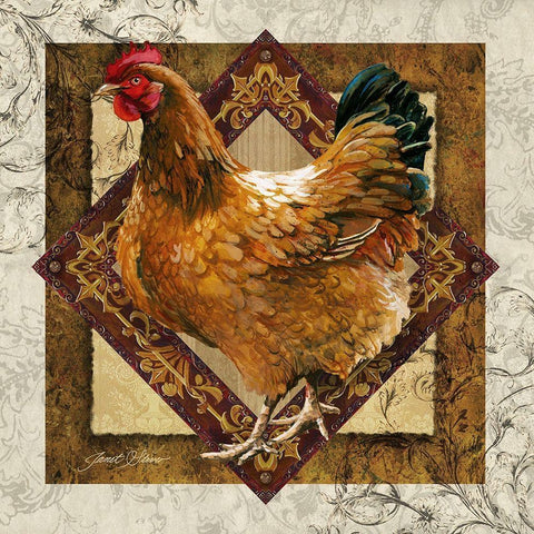 Mother Hen Black Ornate Wood Framed Art Print with Double Matting by Stever, Janet