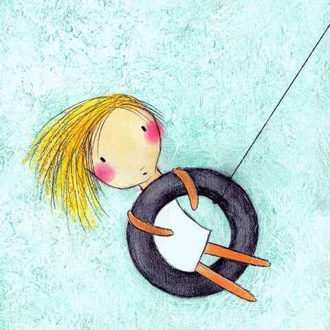Tire Swing White Modern Wood Framed Art Print with Double Matting by Sonheim, Carla
