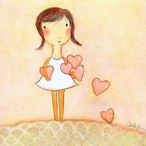 With All My Hearts Black Modern Wood Framed Art Print with Double Matting by Sonheim, Carla