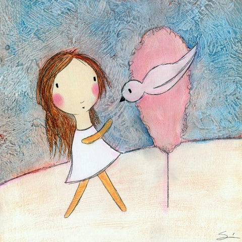 Pink Tree White Modern Wood Framed Art Print with Double Matting by Sonheim, Carla