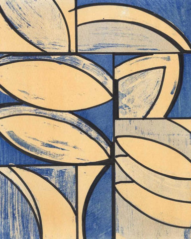 Indigo Complement III White Modern Wood Framed Art Print with Double Matting by McMullen, Charles