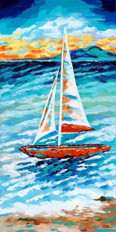 Wind in my Sail II Black Ornate Wood Framed Art Print with Double Matting by Vitaletti, Carolee