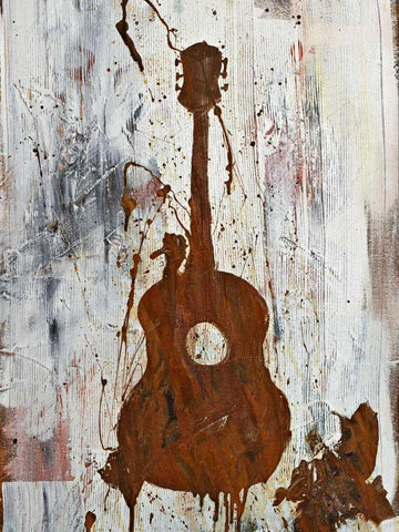 Rust Guitar White Modern Wood Framed Art Print with Double Matting by Youngstrom, Kent