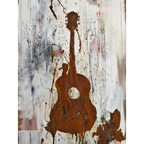 Rust Guitar Gold Ornate Wood Framed Art Print with Double Matting by Youngstrom, Kent