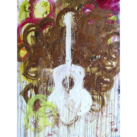 White Guitar White Modern Wood Framed Art Print by Youngstrom, Kent