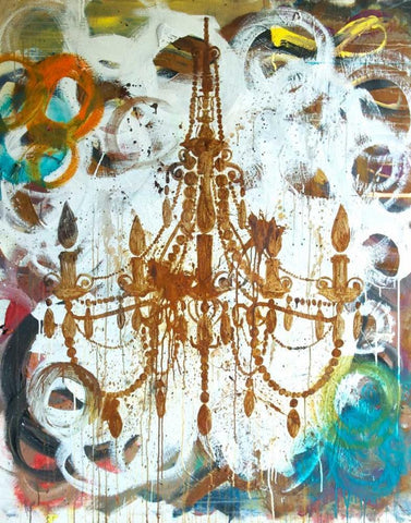 Rust Chandelier Black Ornate Wood Framed Art Print with Double Matting by Youngstrom, Kent