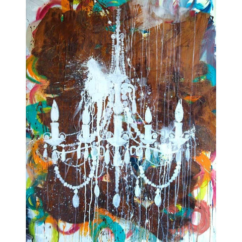 White Chandelier White Modern Wood Framed Art Print by Youngstrom, Kent