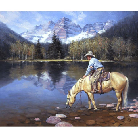 Colorado Cowboy White Modern Wood Framed Art Print by Sorenson, Jack